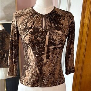 Brittany Black Brown Fitted Cut Out Blouse